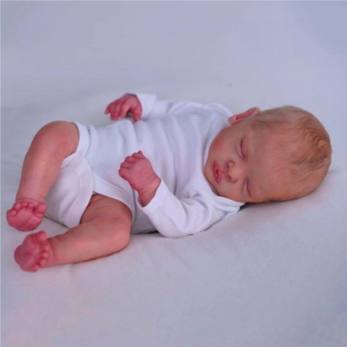 RXDOLL Reborn Baby Dolls Boy with Realistic Veins 19 inch Sleeping Newborn Baby Doll Lifelike Vinyl Reborn Doll Weighted Soft Cloth Body Real Life Baby Doll for Age 3+