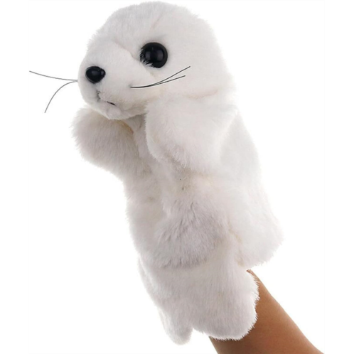 ZUXUCUVU Plush Seal Hand Puppets Stuffed Ocean Animals Toys for Kids Imaginative Pretend Play Storytelling White