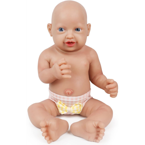 Vollence 23 inch Full Body Silicone Baby Dolls That Look Real,Not Vinyl Dolls,Real Platinum Doll Bald,Soft Lifelike Newborn - Girl