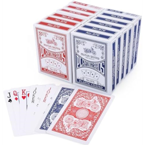 LotFancy Playing Cards, 12 Pack, Decks of Cards Bulk, Poker Size, Standard Index, for Blackjack, Euchre, Canasta Card Game, 6 Blue and 6 Red, Casino Grade