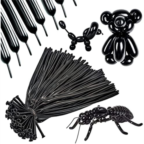 ASIYUHY 260 Long Balloons 100 Pack Black Twisting Animal Balloons Thickening Latex Modeling Long Magic Balloons for Animal Model Halloween Weddings Birthdays Festival Party Decorations (bl