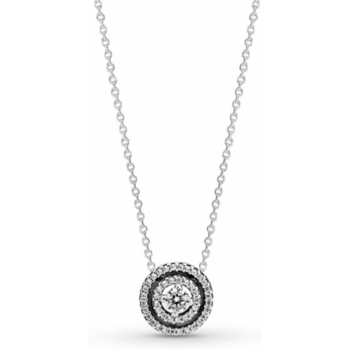Pandora Sparkling Double Halo Collier Necklace - Stunning Womens Jewelry - Great Gift for Her - Sterling Silver & Cubic Zirconia - 17.7