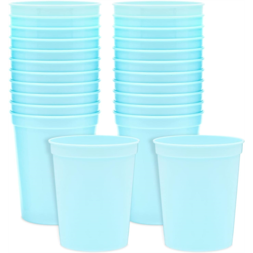 BLUE PANDA 24-Pack 16-Ounce Blue Plastic Stadium Cups, Bulk Reusable Tumblers for All Occasions and Celebrations