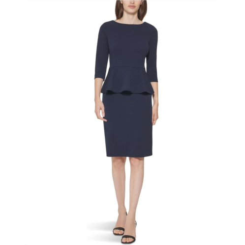 Womens Calvin Klein Scuba Crepe Peplum Dress
