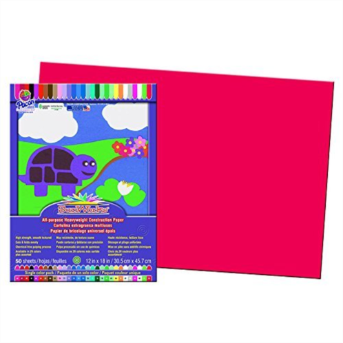 Pacon Construction Paper, 58 lbs., 12 x 18, Holiday Red, 50 Sheets/Pack