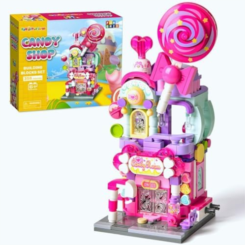 FUN LITTLE TOYS Girls Building Blocks Toys Candy Store Building Kit Girls Cake Ice-Cream Shop Street-View Bricks Toy for Girls Age 6-12 and Up(358Pcs)