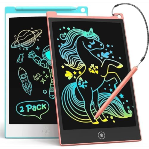 TECJOE 2 Pack LCD Writing Tablet, 8.5 Inch Colorful Doodle Board Drawing Tablet for Kids, Kids Travel Games Activity Learning Toys Birthday Gifts for 3 4 5 6 Year Old Boys and Girl