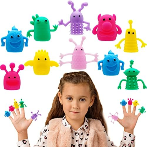 Qiuttnqn 20 PCS Cute Finger Puppets Toys,Monster Stretchy Finger Puppets Fidget Toys,Soft Rubber Finger Doll Toys for Role Playing,Party,Christmas
