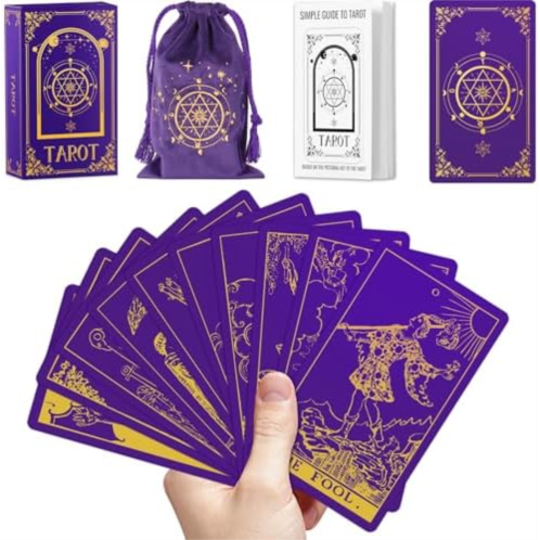 Hihealer Tarot Cards with Guide Book & Linen Carry Bag, 78 Classic Original Tarot Cards Deck Fortune Telling Game with Meanings on Them for Beginners to Expert Witchy Gifts for Wom