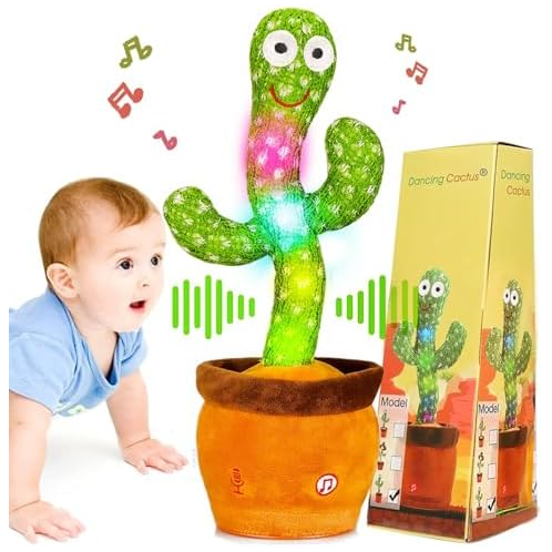MILEGI Baby Dancing Cactus for Baby Toys Boys Girls, Dancing Cactus Mimicking Toy Talking Cactus Toy 6 to 12 Month Old Baby Toys, Talking Imitation Toys Glowing Musical Toys Childrens Edu