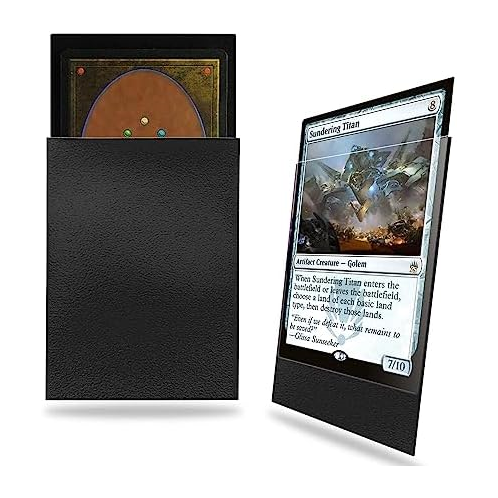 Black MTG Card Sleeves 200 Pack, Standard Card Sleeves Sturdy MTG Sleeves Matte Back Finish, Perfect Shuffling - Protect All Your Trading Cards Collectible Cards by Fabmaker, Never