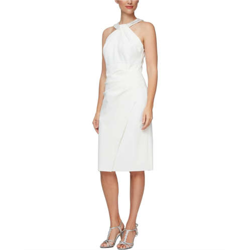 Alex Evenings Short Slimming Dress with Keyhole Cut Out Halter Neckline