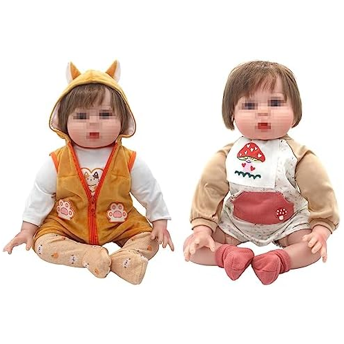 SOTOGO 2 Sets Reborn Baby Doll Clothes 22 inch Doll Outfits 4 Pieces Baby Doll Accessories Set for 20-22 Inch Reborn Girl Boy Dolls