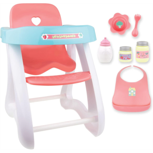 JC Toys - for Keeps Playtime! Baby Doll High Chair Fits Dolls up to 17 Sturdy High Chair and Play Accessories Ages 2+, Pink