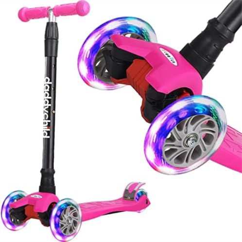 DADDYCHILD Scooters for Kids 3 Wheel Kick Scooter for Toddlers Girls & Boys, 4 Adjustable Height, Lean to Steer, Extra-Wide Deck, Light Up Wheels for Children from 3 to 14 Years Old