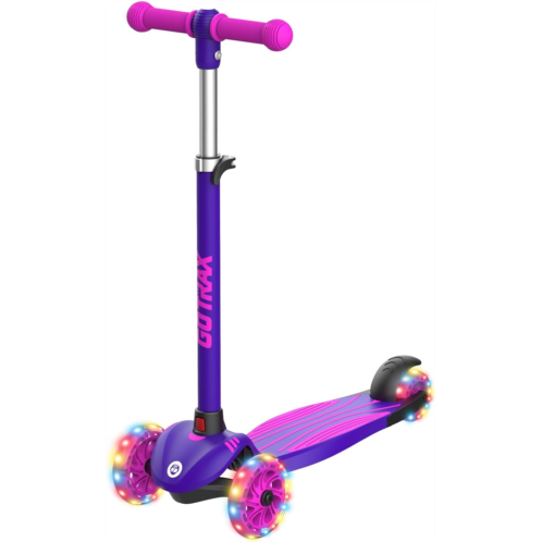Gotrax KS1/KS3 Kids Kick Scooter, LED Lighted Wheels and 3Adjustable Height Handlebars, Lean-to-Steer & Widen Anti-Slip Deck, 3 Wheel Scooter for Boys & Girls Ages 2-8 and up to 10
