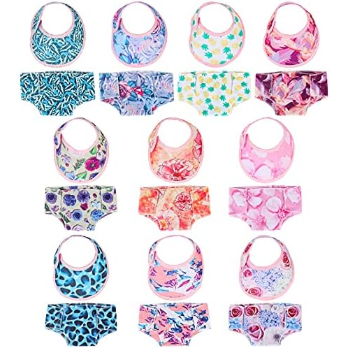 SOTOGO 20 Pieces Doll Diapers Doll Underwear Doll Bibs Doll Accessories for 14-18 Inch Baby Dolls and American Doll