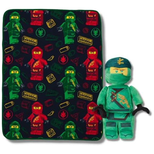 Franco Lego Ninjago Kids Bedding Super Soft Plush Decorative Pillow and Throw 2 Piece Set, 40 in x 50 in (Official Lego Product)