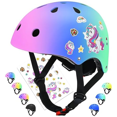 Wemfg Color Gradient Adjustable Helmet, Kids Toddler Girls Boys Child Bike Helmet for Multi-Sports Cycling Skating Bike Rollerblading Scooter Ages 3-5, 5-8, 8-14