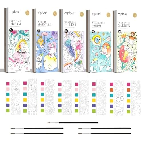 MiDeer Water Coloring Books for Kids Ages 4-8,Pocket Watercolor Painting Book Kit for Toddlers, 5 Pack