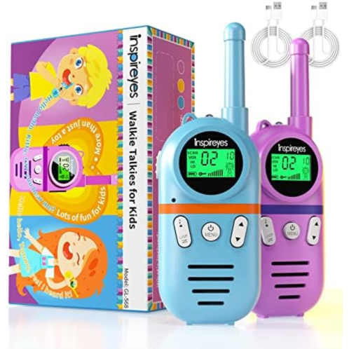 Inspireyes Walkie Talkies for Kids Rechargeable, 48 Hours Working Time 3 Miles Range 22 Channels 2 Way Radio, Birthday for Boys Girls, Family Games Outdoor Hiking Camping,3-12 Years Old Toys,