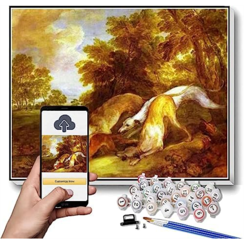 Hhydzq DIY Painting Kits for Adults?Greyhounds Coursing A Fox Painting by Thomas Gainsborough Arts Craft for Home Wall Decor