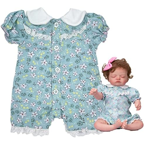 Babyfere Reborn Baby Doll Summer Clothes Accessories 22 inch Printed Jumpsuit Outfits for 20-22 inch Reborn Dolls Clothing Fashion Clothes Sets