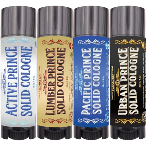 BushKlawz Solid Colognes Travel Variety Gift Set Sampler. Includes 1 chapstick size stick of each of our 4 famous scents. Best Gift Present for men mens