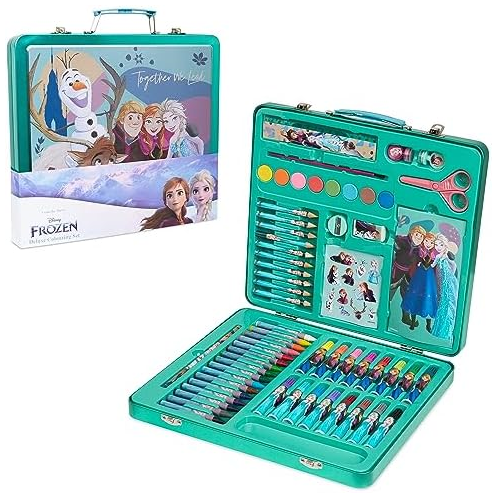 Disney Frozen Kids Art Set 40 Plus Pieces Kids Colouring Sets Paints Colouring Pencils Markers Crayons Gifts for Girls (Blue/Multi)