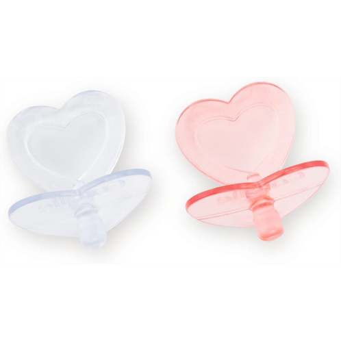 Corolle - Heart Shaped Doll Pacifier Accessory for 14-17 Dolls, 2 Pack, Clear/Pink (140370)