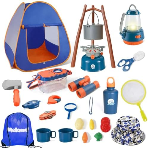 Meland Kids Camping Set with Tent - Camping Gear Toy with Pretend Play Outdoor Toy for Toddlers Birthday Gift