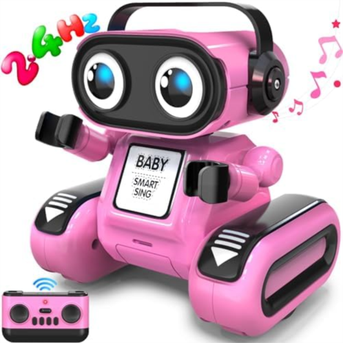 beefunni Smart Robot Toys for Girls 4-10,with LED Eyes, Auto-Demo, Rechargeable,Recording, Music -Perfect Christmas Birthday Gift for Girls Toys (Pink)