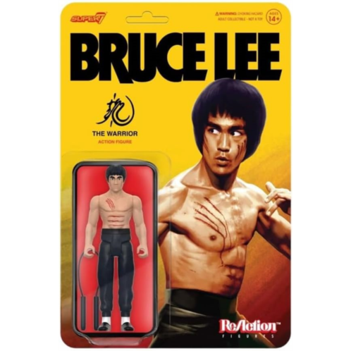 Super7 Bruce Lee The Warrior - 3.75 Bruce Lee Action Figure with Accessory Classic Movie Collectibles and Retro Toys