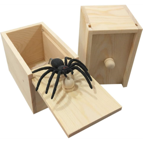PARNIXS Rubber Spider Prank Box, Handcrafted Wooden Spider Money Surprise in a Box,Pranks Stuff Toys for Adults and Kids [Upgraded Version]