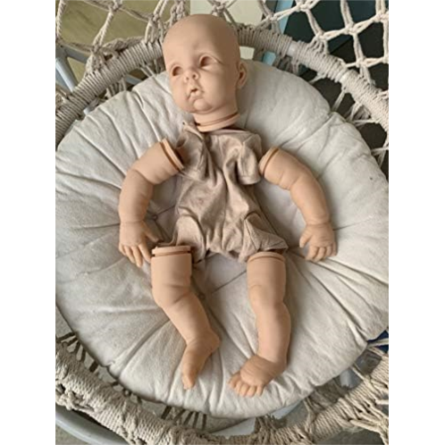 Angelbaby 22inch Reborn Doll Kits with Cloth Body and Blue Eyes Blank Unpainted Silicone Mold Sets DIY Realistic Smile Reborn Baby Dolls Toys for Your Own