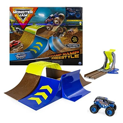 Monster Jam, Champ Ramp Freestyle Playset with Exclusive Son-uva Digger Monster Truck, 1:64 Scale Die-Cast, Kids Toys for Boys and Girls Ages 4-6+