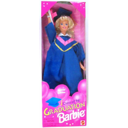 BARBIE GRADUATION DOLL Class of 96! SPECIAL EDITION w Blue MORTARBOARD Cap & GOWN, DIPLOMA & More (1995)
