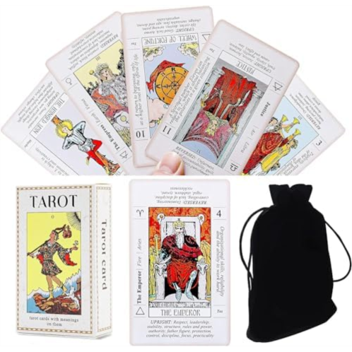 Sincerez Tarot Cards Deck for Beginners with Meanings On Them,Tarot Card with Guidebook (White)