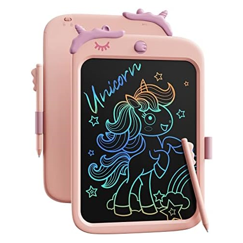 Kikapabi 10 Inch Dinosaur Writing Tablet for Kids - Educational Travel Toy, Birthday Gift for 3-9 Year Old Boys and Girls (Pink)