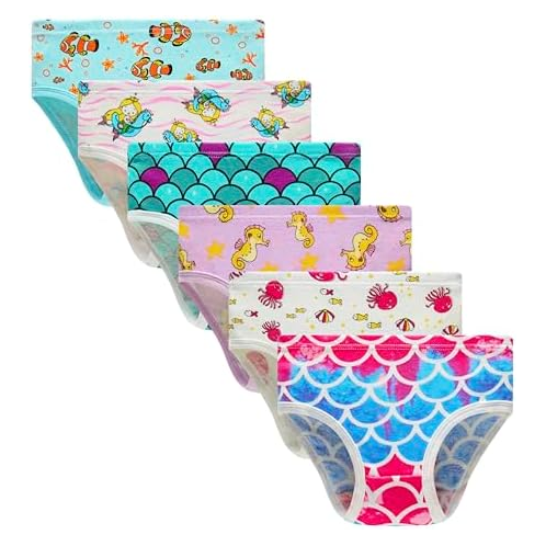 Cadidi Dinos Little Girls Soft Cotton Underwear Kids Cool Breathable Comfort Panty Briefs Toddler Undies(Pack of 6)