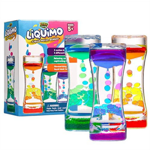 YoYa Toys Liquimo - Calming Liquid Motion Bubbler - 3 Pack - Sensory Bottles for Kids and Adults - Hourglass Water Bubbler Timer - Handheld Water Game - Sensory Toys for Autistic C