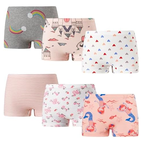 Cadidi Dinos Little Girls Cotton Boy Shorts Toddler Panties Baby Princess Underwear (5/6 Pack)