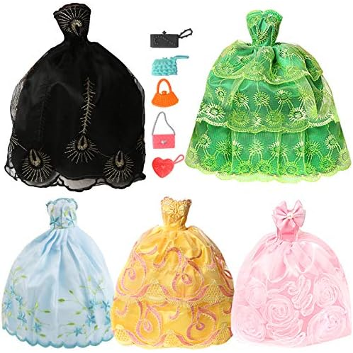 MLcnleS Handmade 11.5 inch Clothes and Accessories for Girls Gifts - Fashion 11.5 -12 Doll Clothes Evening Dresses Wedding Dress Party for 11.5 Inch Princess Dolls 5 Sets