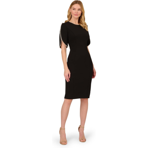 Womens Adrianna Papell Knit Crepe Pearl Midi Dress