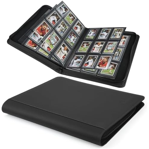 Toploader Binder,Toploader Hard Cases, 9-Pocket Pages Sleeves Hold up 288 Cards.Toploader Card Binder with Sleeves for “3×4” rigid，Card Holder(black)