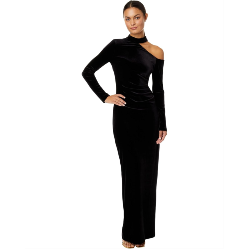 XSCAPE Long Velvet Cold-Shoulder Long Sleeve