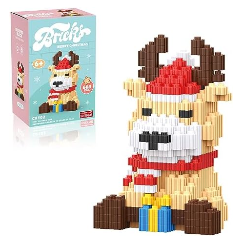 Hisgeru Christmas Building Blocks Deer Compatible with Lego Christmas Micro Blocks Stacking New Toys Holiday Present Box New Year Birthday Gifts for Kids 7 8 9 10 11 12 Years Old (