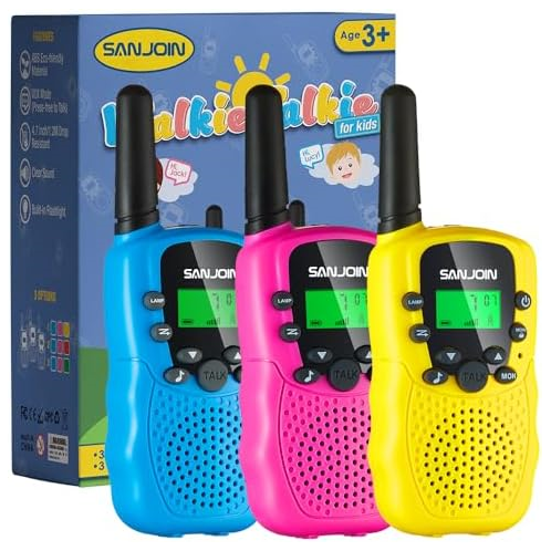 SANJOIN Walkie Talkies for Kids Toys for Boys Girls 4-6, 3 Miles Range Walkie Talkies to Camping, Outdoor 4 Year Old Girl Birthday Gifts for 3 4 5 6 7 Year Old Boy Girl Gifts for Girls Toy