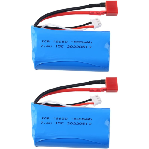 HHZ 2 pcs 7.4V 1500Mah T Plug li-on Battery for Wltoys 12428 12423 RC Toy Car