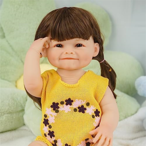 CUAIBB Realistic Baby Dolls 21 inch, Lifelike Newborn Baby Real Dolls That Look Real Life, Reborn Girl Doll Lovely Face with Dimples and Accessories for Kids